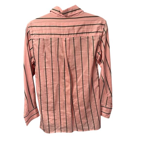 Etoile Isabel Marant Striped Long Sleeve Button Up Top Pink Brown 34 / US 2 - Picture 2 of 6